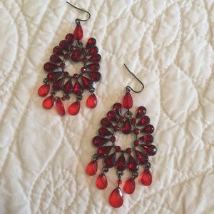 Red chandelier earrings